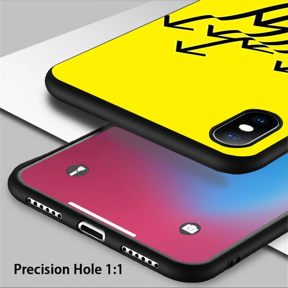 Чехол с желтой стрелкой и черным мягким силиконовым чехлом для iPhone 11 Pro Max X 5S 6 6S XR XS
