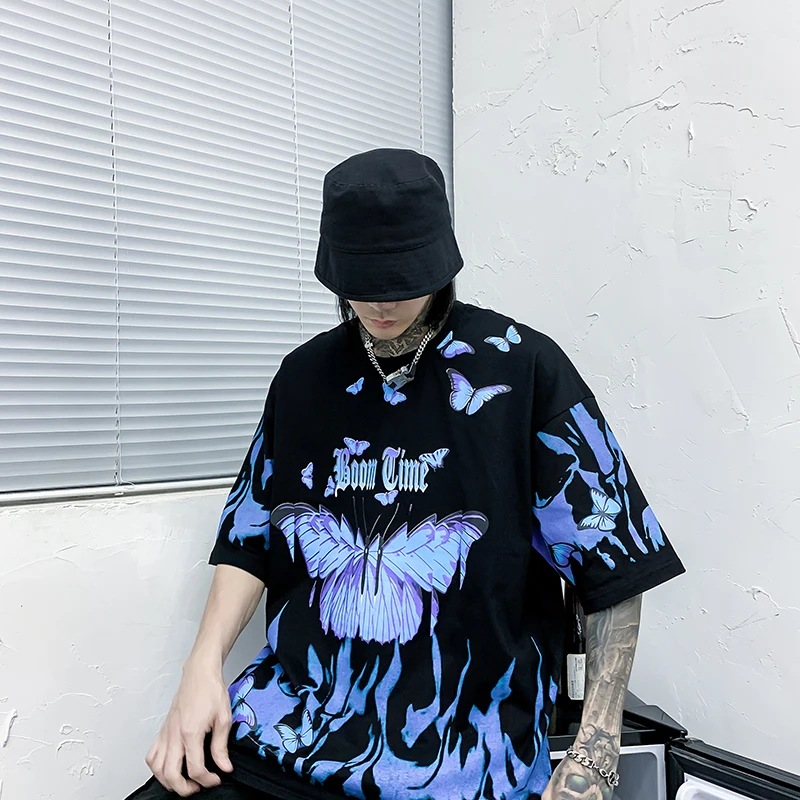 Мужские футболки с принтом бабочек для скейтборда мужские в стиле хип хоп
