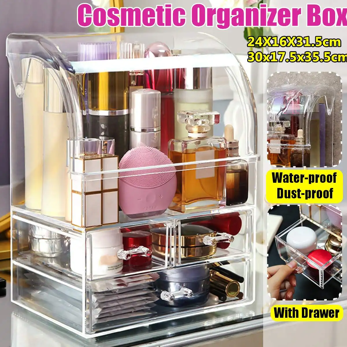 

Large Dustproof Perfume Bottles Makeup Storage Box Plastic Perfume Bottles Dustproof Cosmetic Makeup Organizer Holder Box