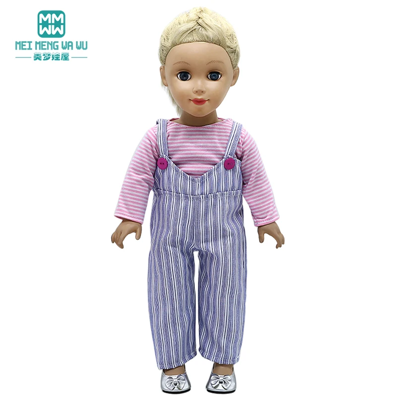 

Одежда для куклы подходит для игрушек 43-45 см кукла новорожденного и американская Кукла Модный костюм в полоску