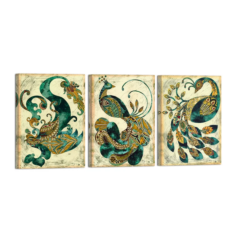 

3 Pieces Canvas Posters and Prints Bedroom Beautiful Peacock Print Home Decor Poster Oil Painting for Room Decoration
