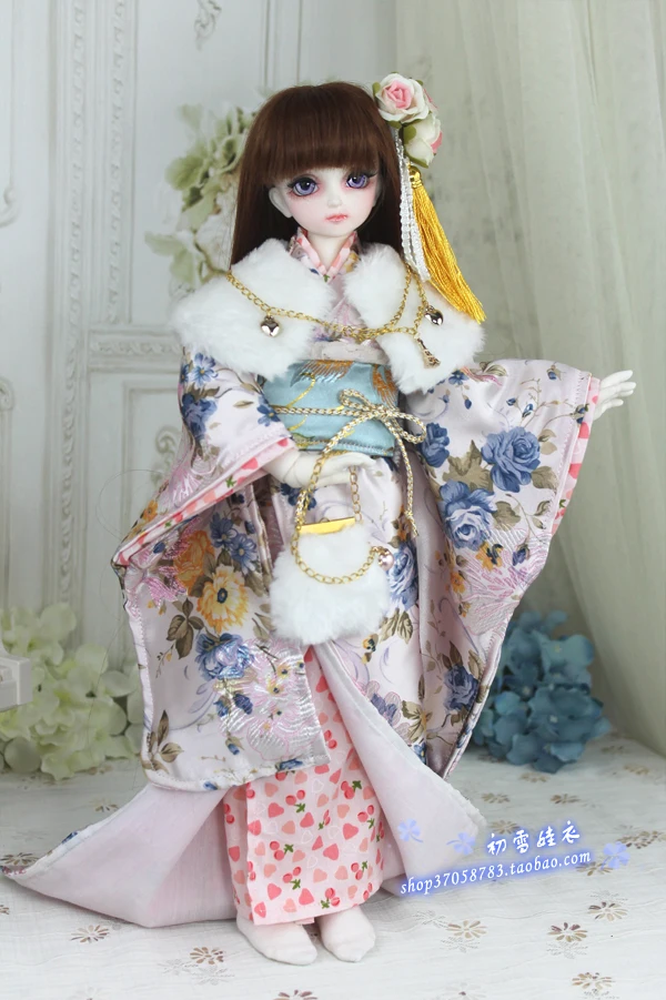 1/4 1/3 BJD Accessories doll clothing Japanese Kimono yukata+handbag+scarf set for BJD/SD,not include doll,shoes,wig and other