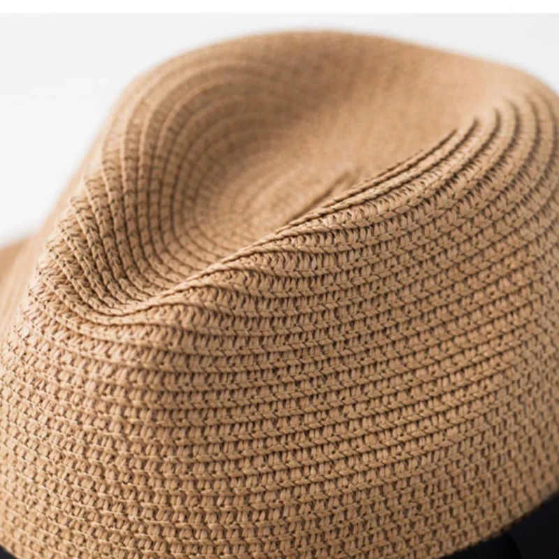 

New Summer unisex Ribbon sun hat casual vacation Panama Topper hat straw hat women Beach jazz men hats Foldable Chapeau