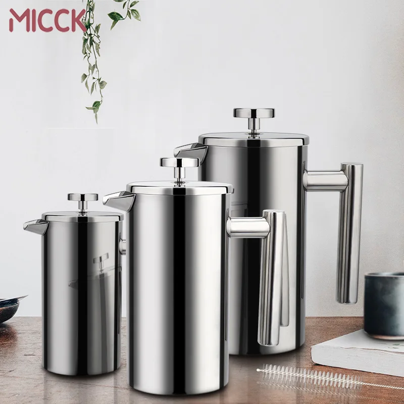 MICCK Кофеварка из нержавеющей стали французский пресс чайник для кофе с двойными