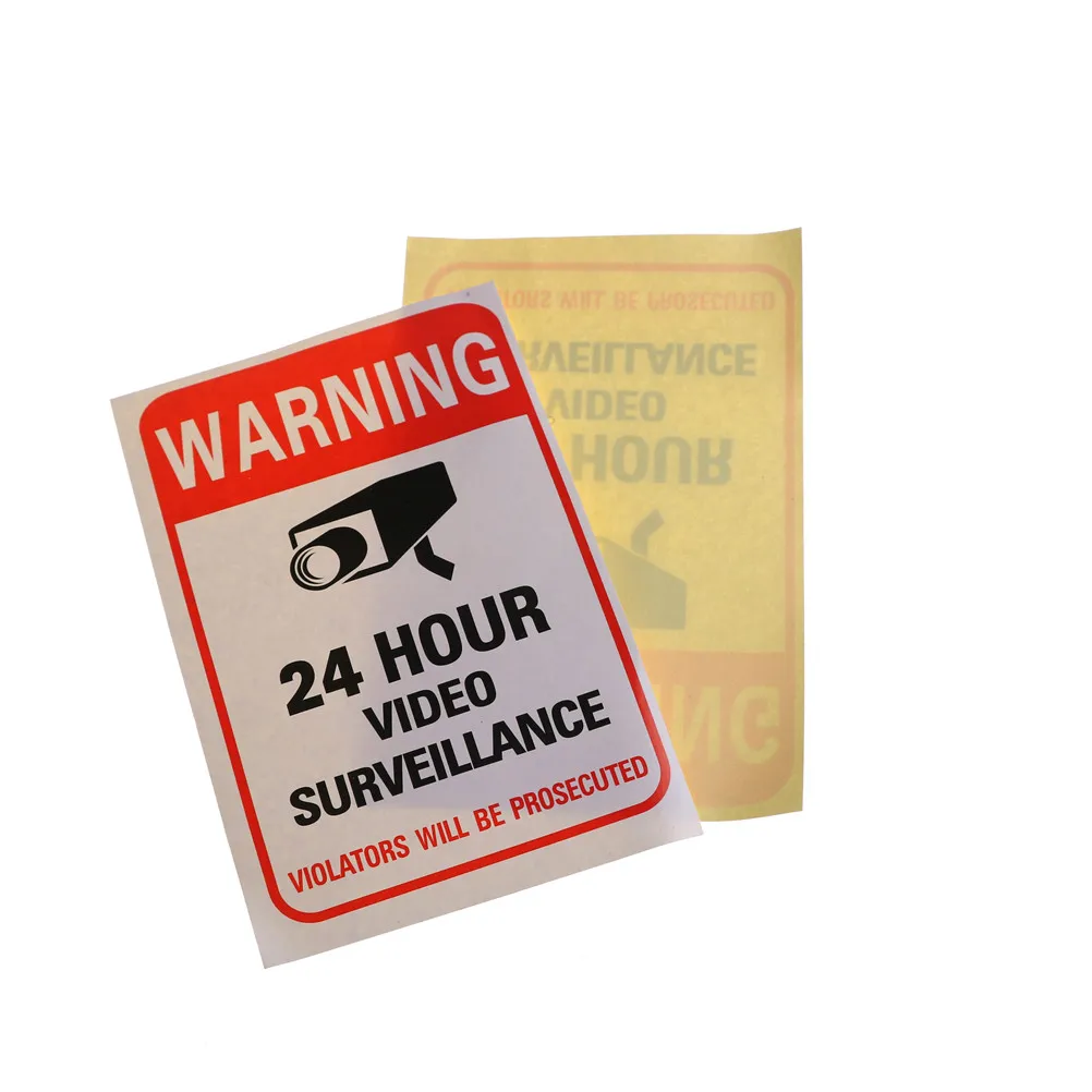 New 1/2/5/10Pcs Wall Sticker 24H Video Camera System Warning Sign Decal Surveillance Monitor Public Area Security - купить по