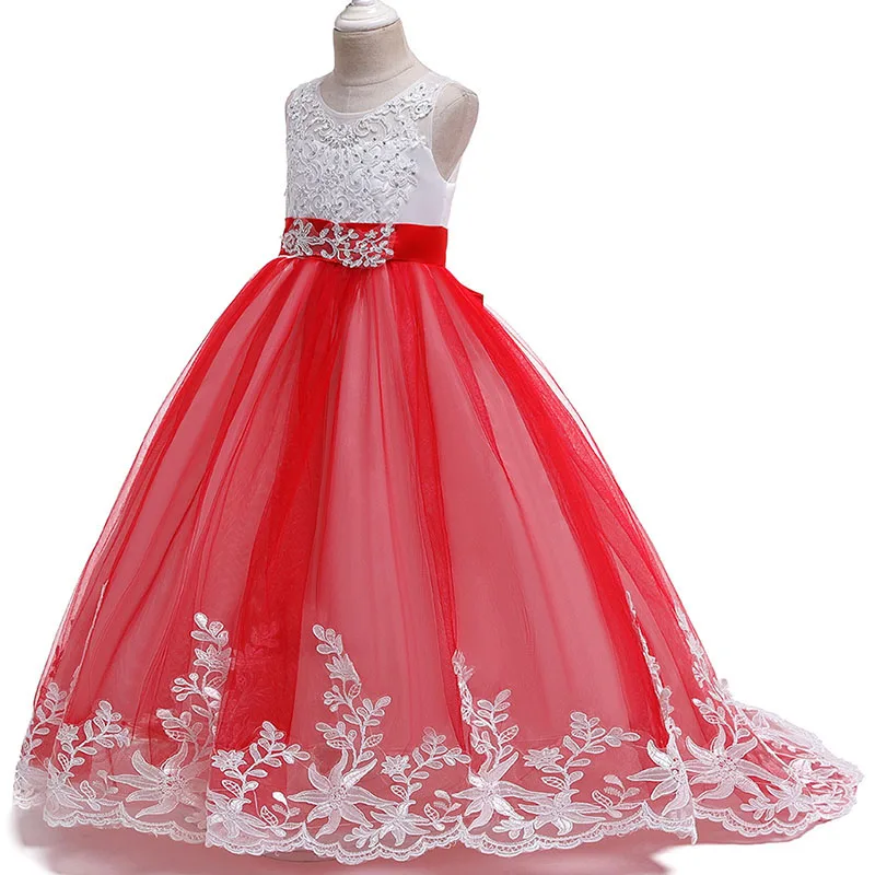 2022 Girls Christmas Dress White Pink Bridesmaid Kids Clothe Baby Children Long Princess Party Wedding Evening 10 12 Y Vestidos images - 6