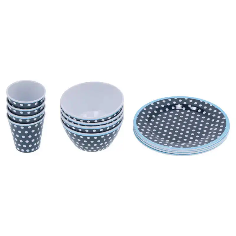 

Tableware Food Container Fruit Bowl /Set Dark Blue Dot Dinnerware Household Cup Salad Bowl Plate for Home Restaurant