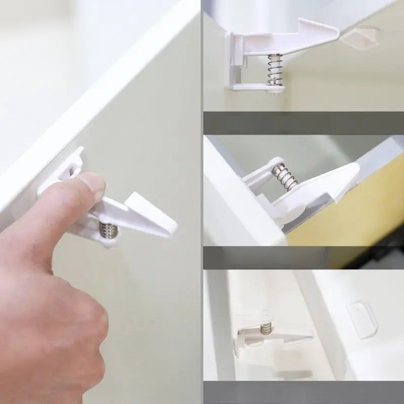 

10Pack Invisible Child Baby Safety Lock Adhesive Cabinet Drawer Cupboard Latches 23GD