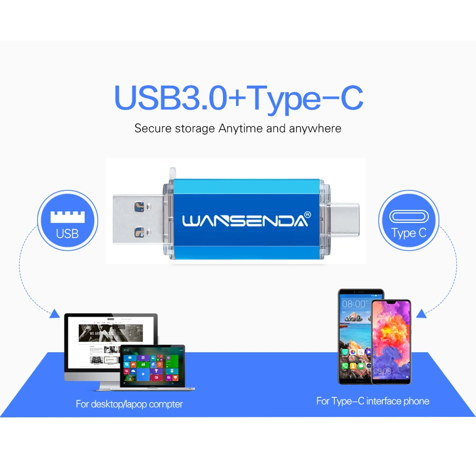 WANSENDA OTG USB флеш накопитель Usb 3 0 512 ГБ 256 128 64 32 ГБ|USB флэш-накопители| |