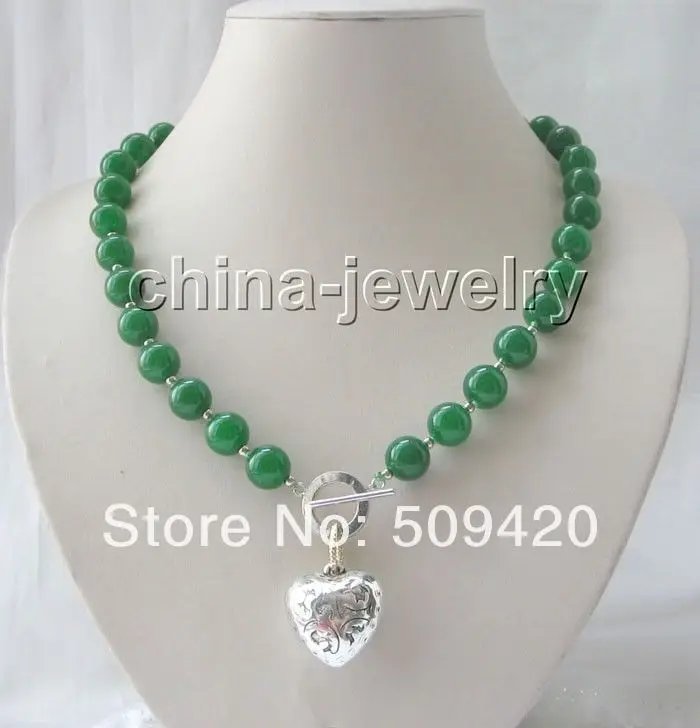 

Hot sell Fast SHIPPING Gorgeous 18" 12mm green round jade necklace NEW JEWE