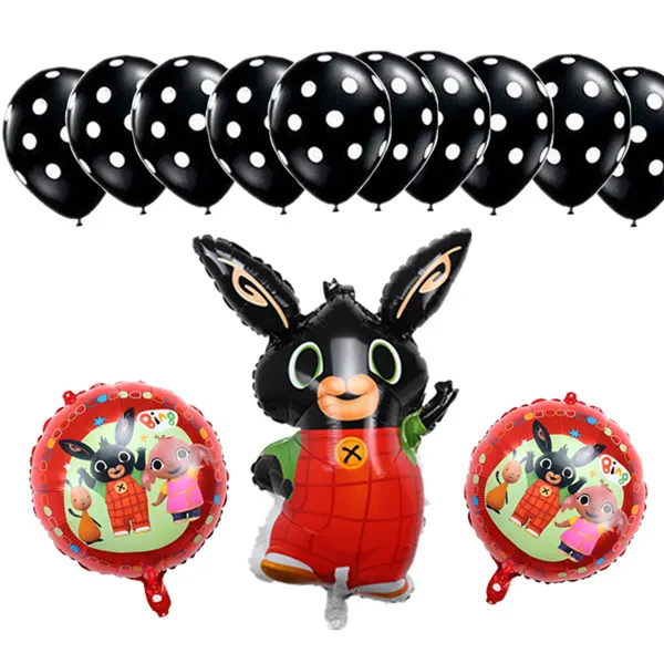 13pcs as picture 15 шт. 86*60 см Bing Банни фольгированные шары мультфильм кролик Воздушные шары 12 дюймов красный черный горошек латексные шары День рождения Декор поставки T - Цвет: 13pcs as picture