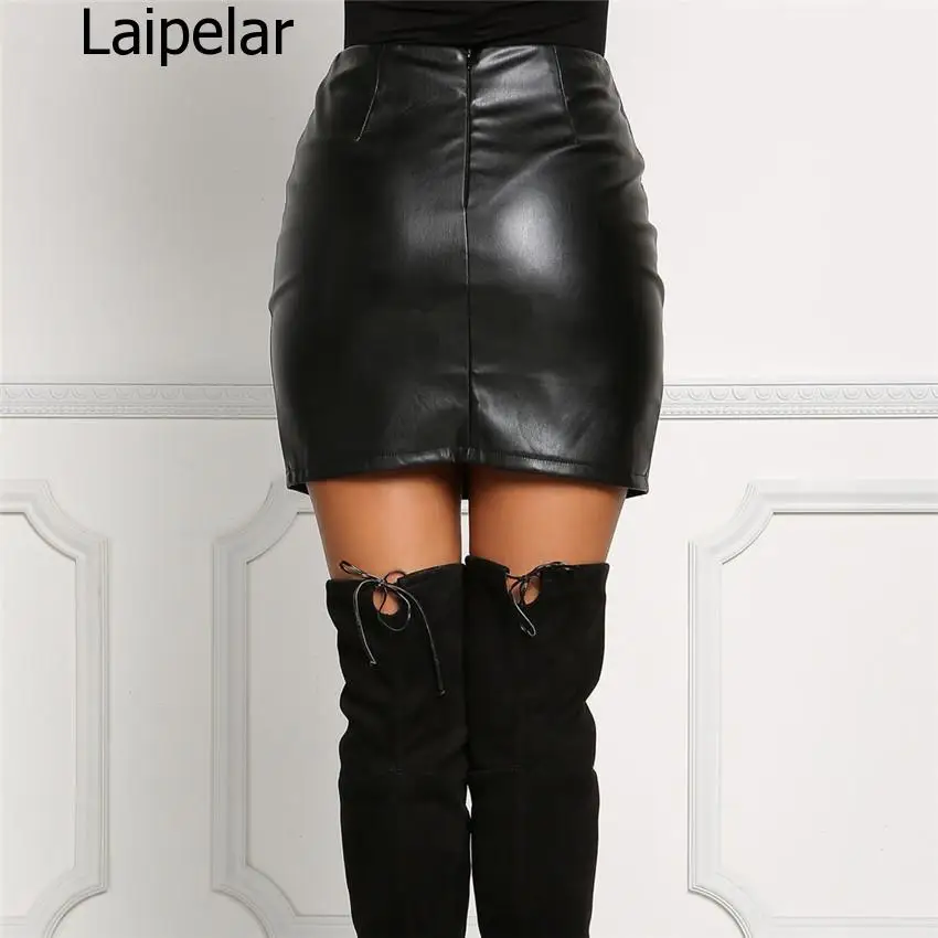 

2020 Women's Skirt Explosive Belt Under The Open Fork Leather Skirt High Wrap Hip Hip Skirt Bandage Black Plus Size Skirt