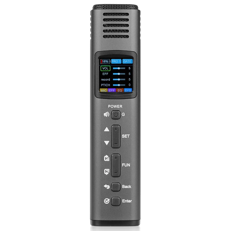 

HK-620 Multi-Functional DSP Intelligent Microphone Mobile Phone Microphone with USB Sound Card Colorful LCD Screen