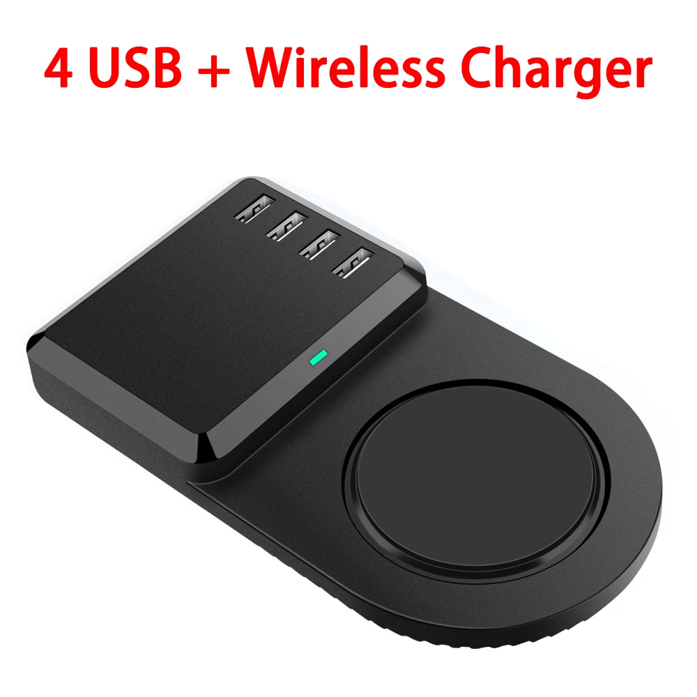 Настольная зарядная станция с 4 USB-портами для iPhone 11 Pro XS Max XR SE 8 plus Samsung XIAOMI Redmi HUAWEI 10 Вт, беспроводное зарядное устройство Qi