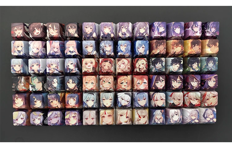 

4-Keys/set DIY Anime Genshin Impact Keycaps OEM Profile PBT Keycap For Custom Mechanical Keyboard Baal Hutao Ganyu Xiao Keqing