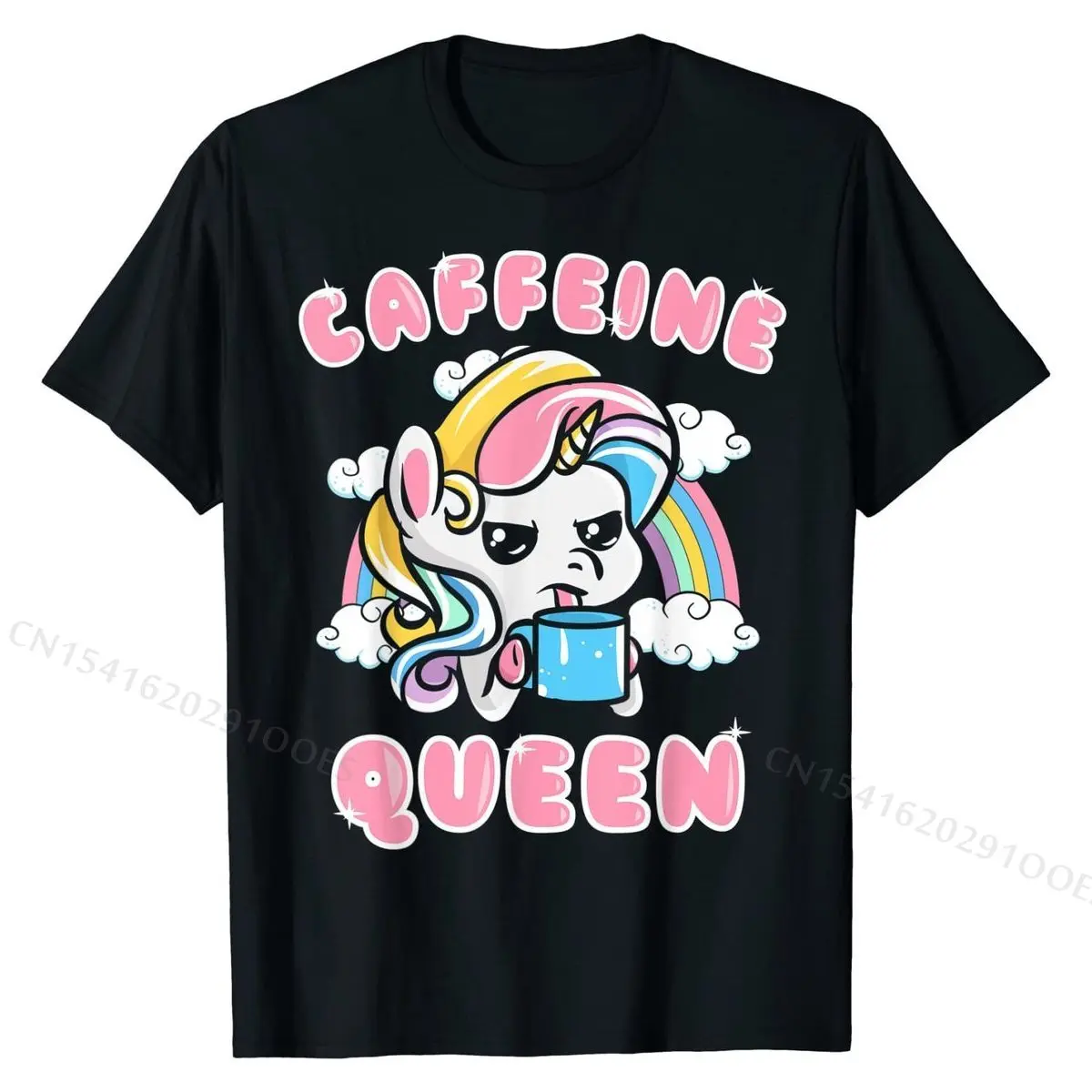 

Unicorn Caffeine Queen Coffee Humor Quotes Sayings Gift T-Shirt Party Tops Shirt for Men Cheap Cotton Top T-shirts Printing