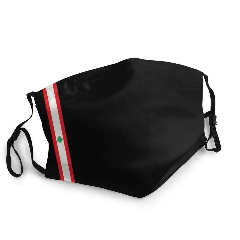 

Classic Lebanon Flag Stripe Mask Anti Dust Non-Disposable Face Mask Protection Cover Unisex Respirator Mouth-Muffle