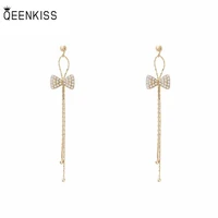 qeenkiss eg7294 fine jewelry wholesale woman birthday wedding gift bow tassel aaa zircon 925 sterling silver needle stud earring