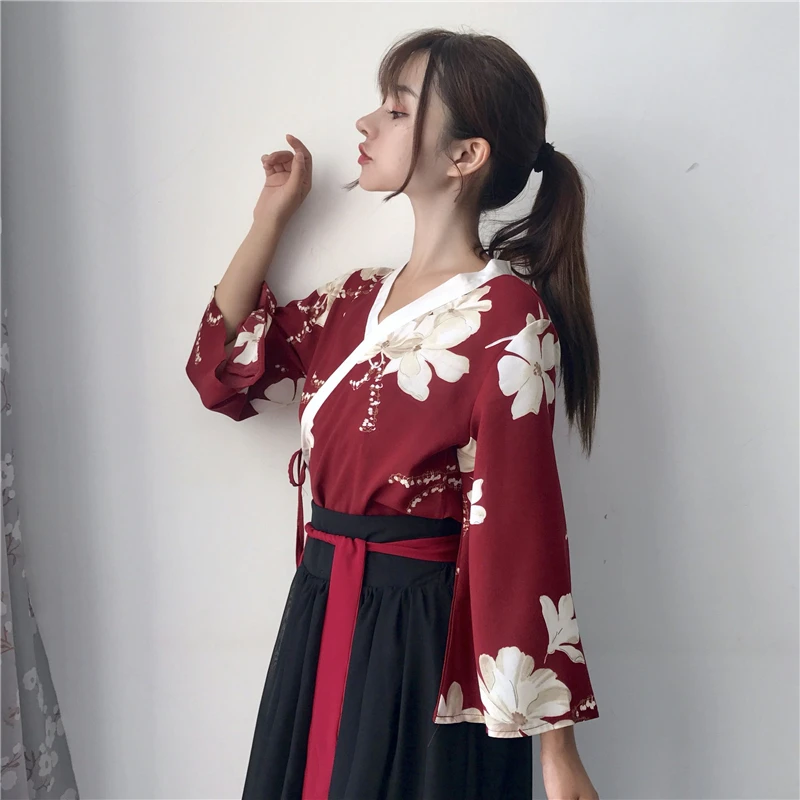 

Retro Japanese Style Vintage Haori Kawaii Girls Women Foral Kimono Dress for Party Yukata Asian Clothes Skirts Vestidos Hanfu