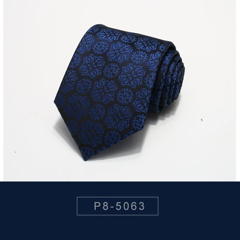 

High Quality 2020 Designer New Fashion Royal Blue Flower Black 8cm Ties for Men Necktie Host Business Formal Suit with Gift Box