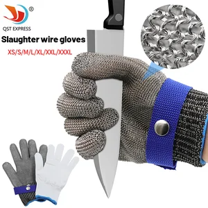 1 pair of stainless steel grade 5 wire gloves cut proof kitchen gadgets cut proof gloves cut proof and stab resistant free global shipping