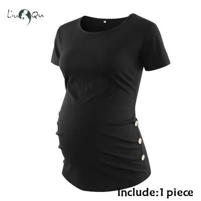 Комплект из 3 предметов; Одежда для беременных; Ropa Embarazada; футболка; топы; Футболка для беременных; повседневная одежда с оборками сбоку - Цвет: as pic