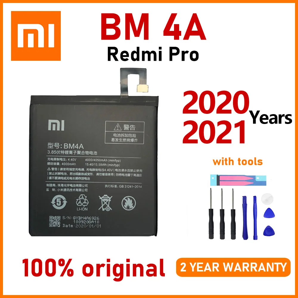 Оригинальный аккумулятор Xiao Mi 4000 мАч BM4A для телефона Xiaomi Redmi Pro сменный