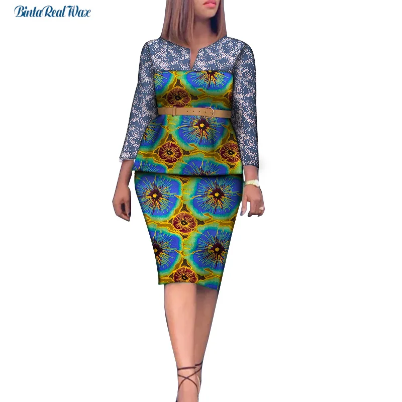 Женский комплект из топа и юбки в африканском стиле 2 предметов с поясом юбкой для