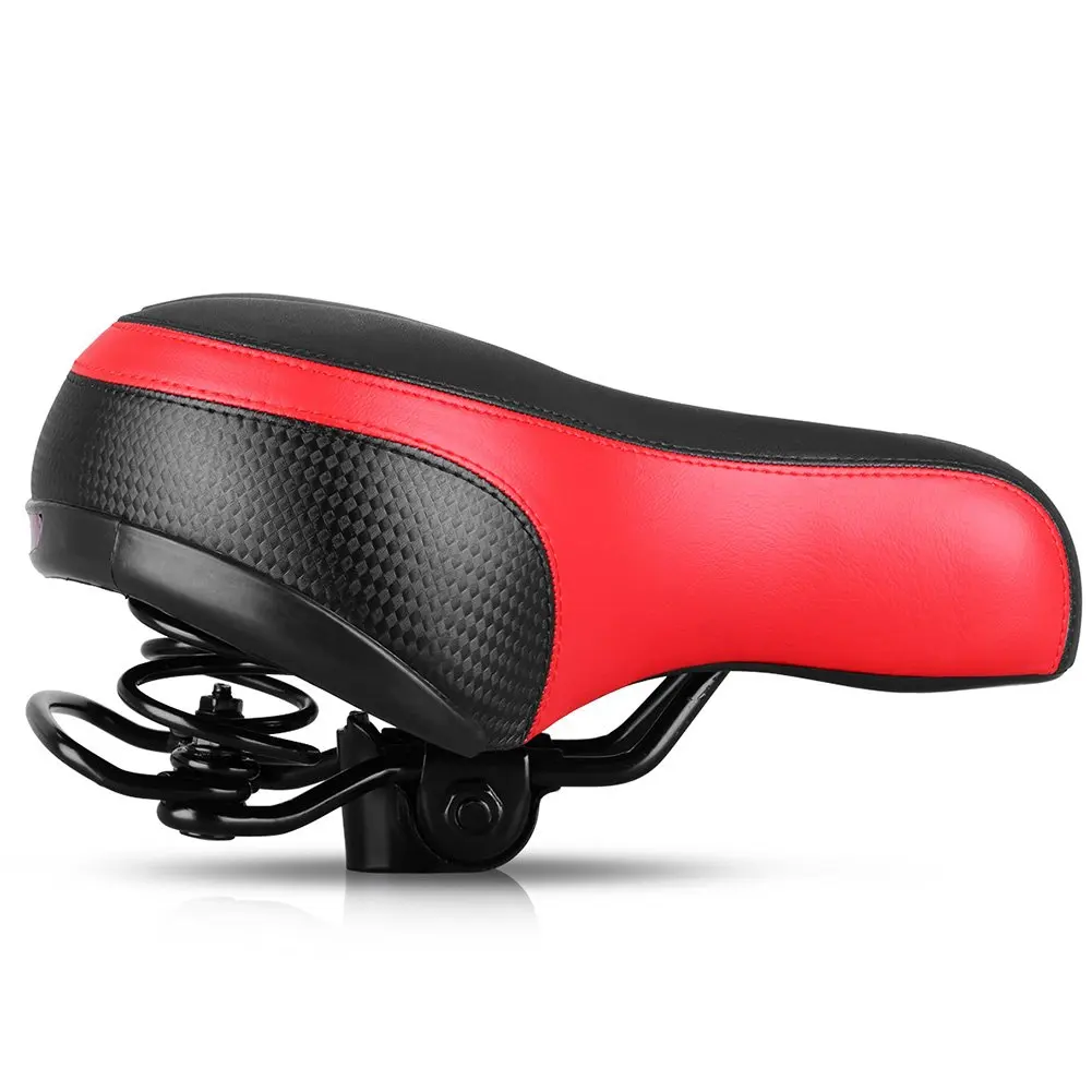 

CY020026 Breathable Waterproof Hollow Bike Seat Large Reflective Shock Absorb Spring Bicycle Saddle Cushion Blue White and Red