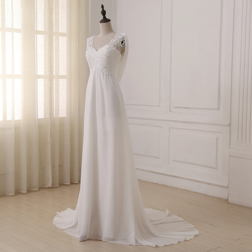 Adln в наличии белый/слоновая кость пляж свадебное платье Кепки рукавом бретелек