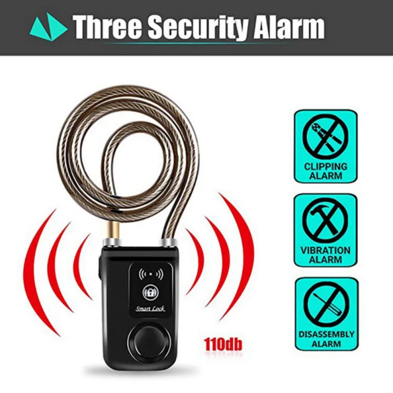 cycling intelligent phone app control smart alarm bluetooth lock waterproof 110db alarm bicycle lock outdoor anti theft lock hot free global shipping