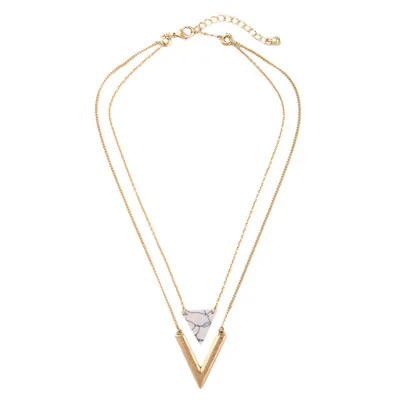 

Fashion Jewelry Geometric Pendant Double Necklace Detachable Simple Women Short Clavicle Chain “V” Necklace