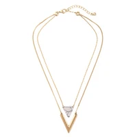 fashion jewelry geometric pendant double necklace detachable simple women short clavicle chain %e2%80%9cv%e2%80%9d necklace