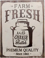 metal wall sign farm fresh milk cheese butter premium quality agricultural products shop outdoor decoration room decoration