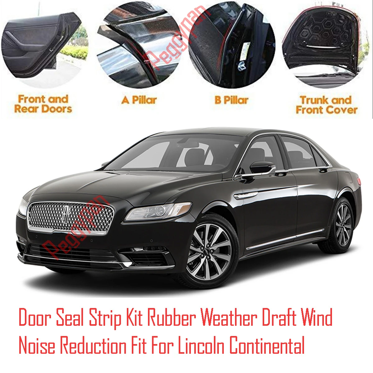 Door Seal Strip Kit Self Adhesive Window Engine Cover Soundproof Rubber Weather  Wind Noise Reduction For Lincoln Continental