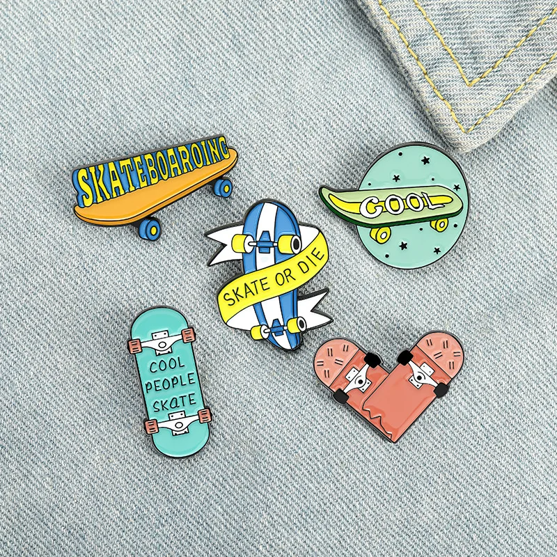 XEDZ Creative Skateboard Enamel Pin Extreme Sports Cool Skat