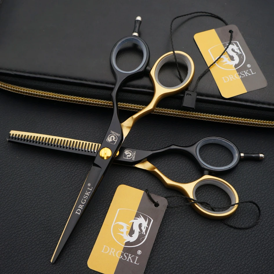 

SALE Professional Hair Scissors High Quality 5.5 Inch Barber Hair Hairdressing Scissors Salon Cutting Shears Print Black&gold