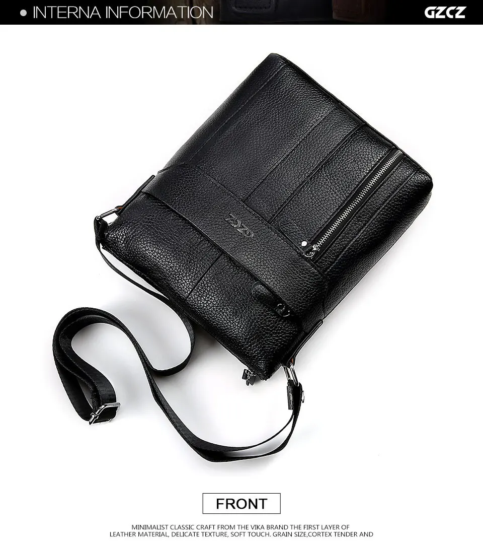 

High Quality Genuine Leather Men's Messenger Bag Unique Top Layer Cowhide Vertical Men's Leather Bag