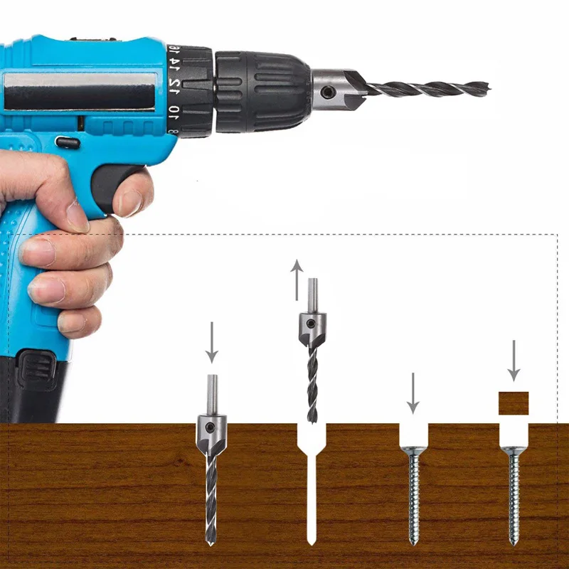 Countersink Drill Bit Set Carpentry Reamer Woodworking Chamfer End Milling Hole Wood | Инструменты