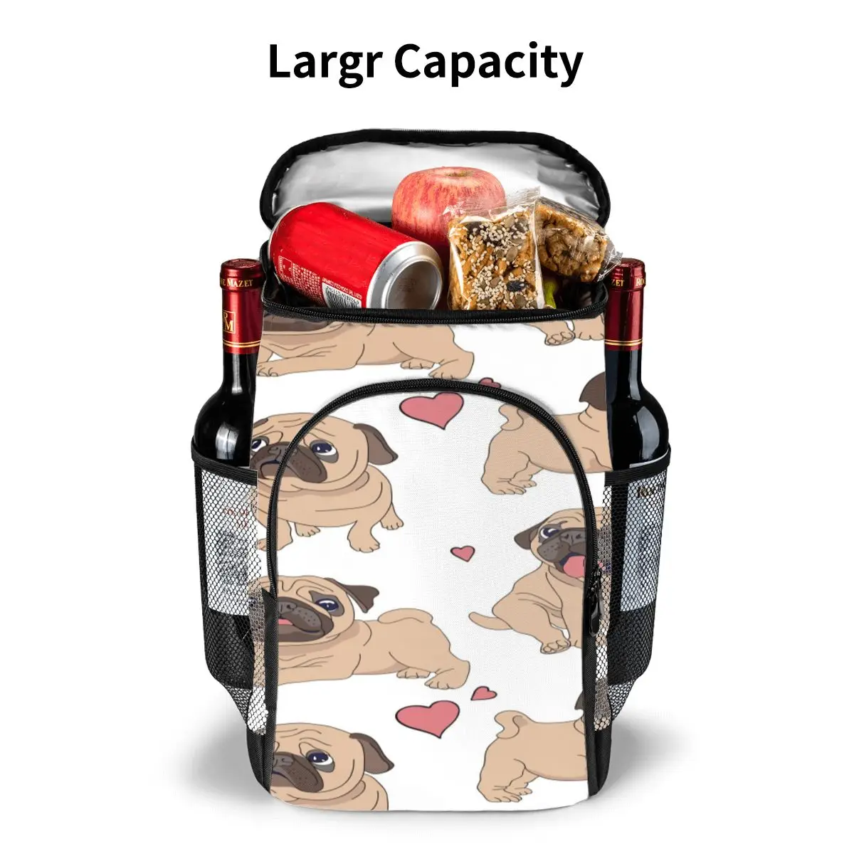 picnic cooler backpack funny cartoon pugs puppies dogs waterproof thermo bag refrigerator fresh keeping thermal insulated bag free global shipping