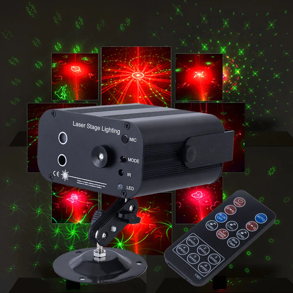 

3 lens Voice Control Music Rhythm Flash Light LED Laser Projector Stage DJ Disco Light Club Dancing Party Stage Effect Lighting