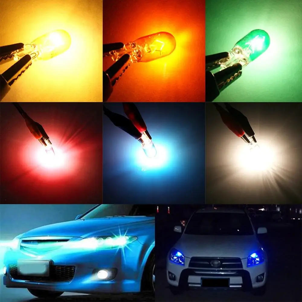 Ширина лампы обычные стеклянные W5W Замена 5W белый светильник желтый зеленый