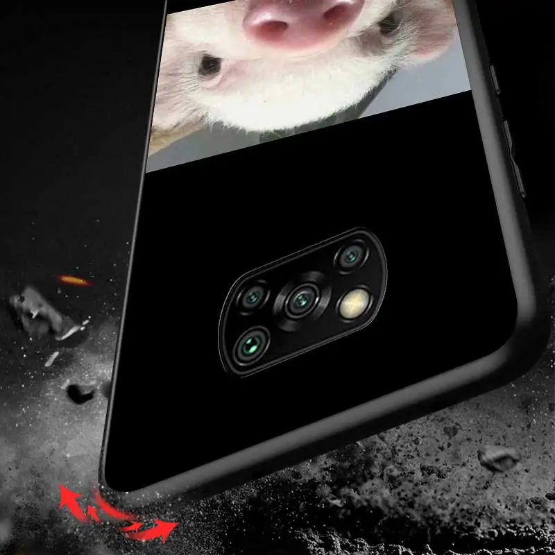 

Cute Little Pink Pet Pig For Xiaomi Redmi K30 K30S Mi 10T Lite Pro Poco X3 NFC X2 M3 M2 F2 Pro C3 F1 Soft Black Phone Case