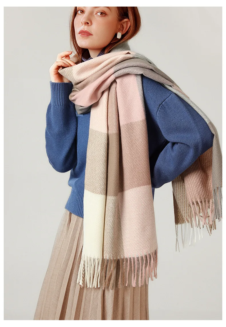 Дизайнерский брендовый женский шарф модные клетчатые зимние шарфы для женщин