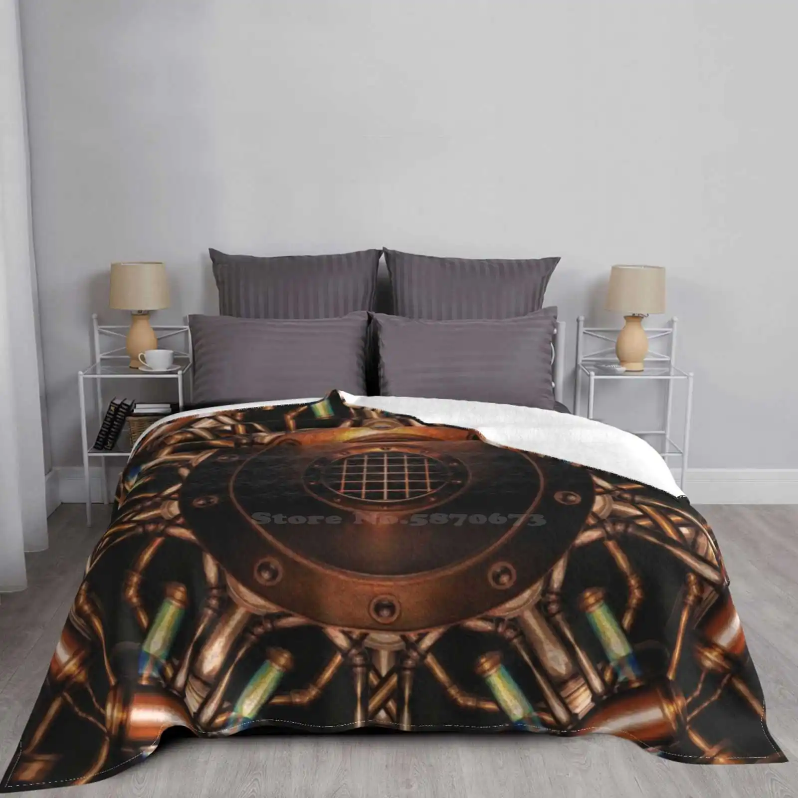 Manta de franela suave y fina con dise&ntilde;o creativo, Mandala m&iacute;stico, Steampunk, Punk, Illustratorg Steam Tesla-4