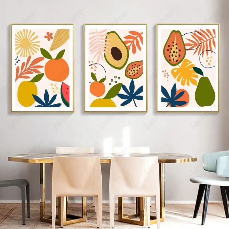 

Modern Abstract Tropical Fruits Canvas Painting Hd Posters and Prints Wall Art Pictures for Kitchen Dinning Room Home Decoration