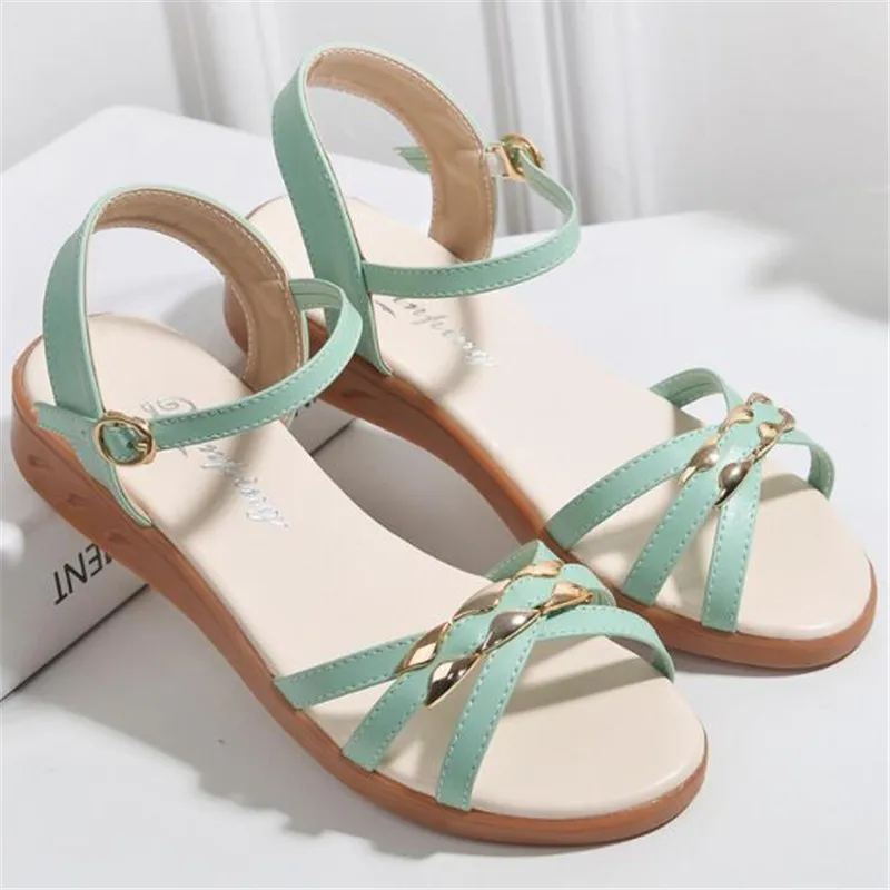 

Flat sandals women summer new wild leather simple soft bottom large size women's shoes sandals sandalias mujer 41-43