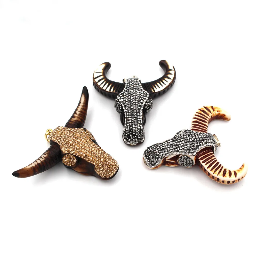 5 шт. Стразы паве черная желтая смола головы буйвола крупного рогатого скота