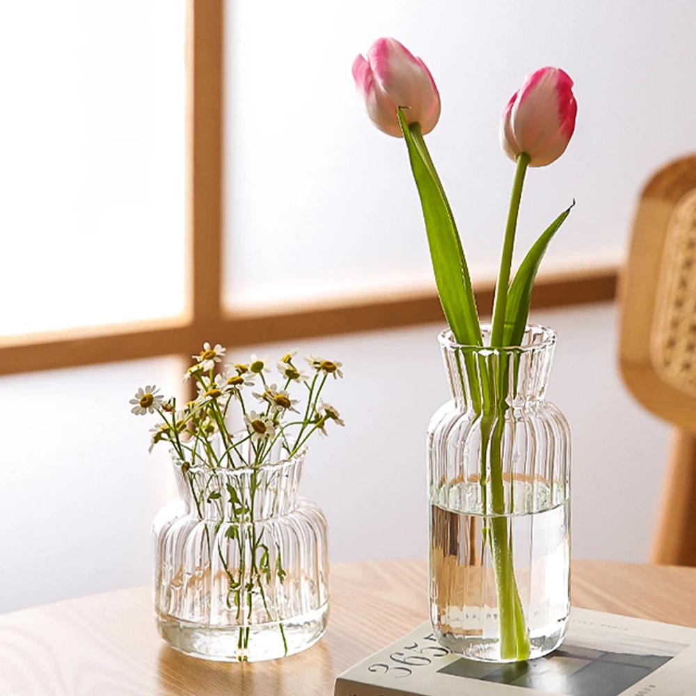 

Modern Glass Vase Home Decor Dried Flowers Vases Hydroponic Flower Bottle Beautiful Glass Vases Living Room Decor Terrarium Gift