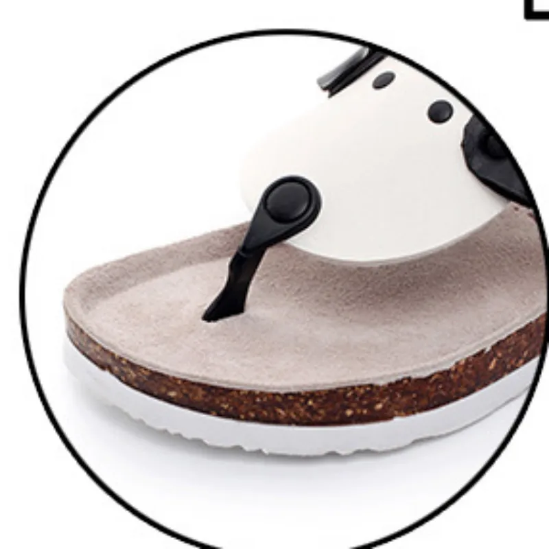 Шлепанцы женские в горошек мультяшная обувь на пробковой подошве летние тапочки